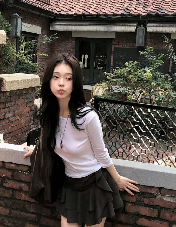 Basic Cotton Three Quarter Sleeve T-shirt (5color)