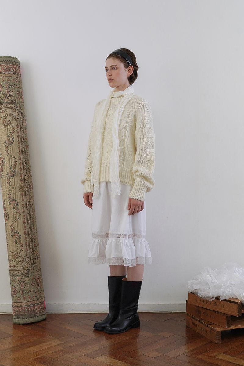 Faye lace skirt_ivory