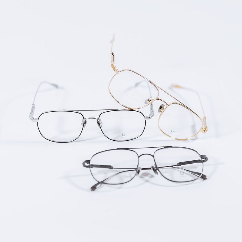 Knouun Square titanium glasses CODE. 102. G Yellow Glod