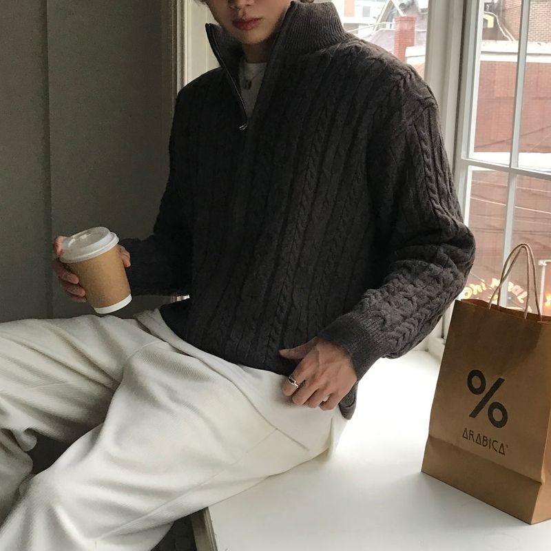 lemenne(ルメンヌ)の「LMN Arc Cable Semi-Over Two-Way Knit Zip-Up (5 colors)(Tops)」