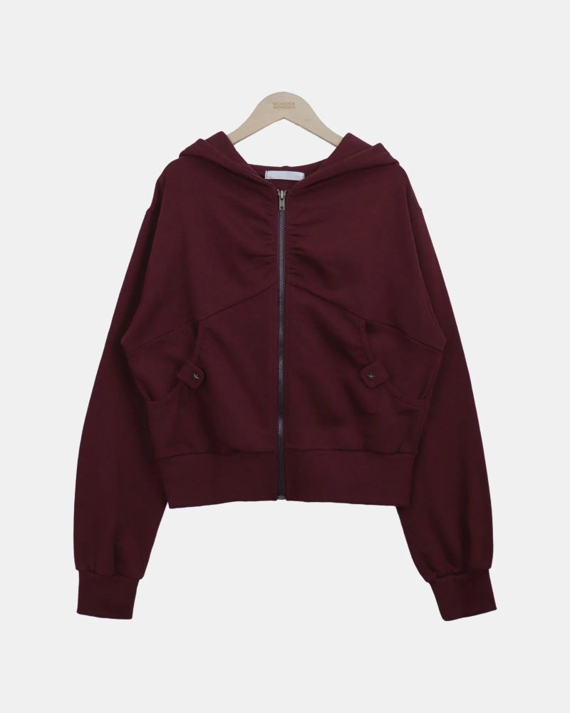 Anne Shirred Pocket Hooded Zip-Up