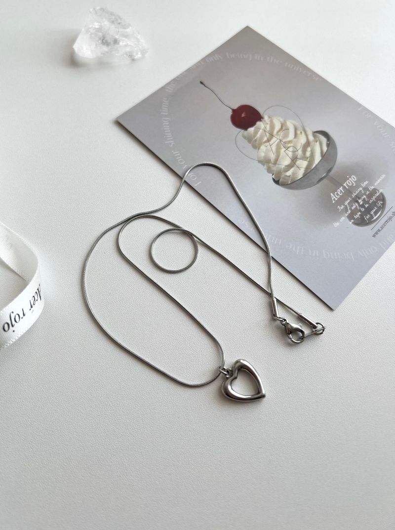 Hui Space Heart Stainless Steel Snake Strap Coin Layered Necklace