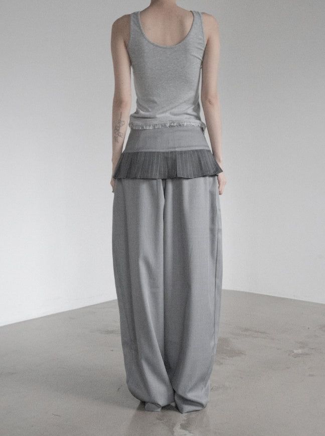 Curved Balloon Pleated Wrap Slacks