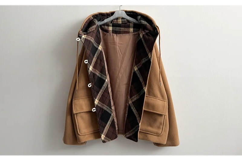 Heel double wool royal boxy pocket hooded coat 