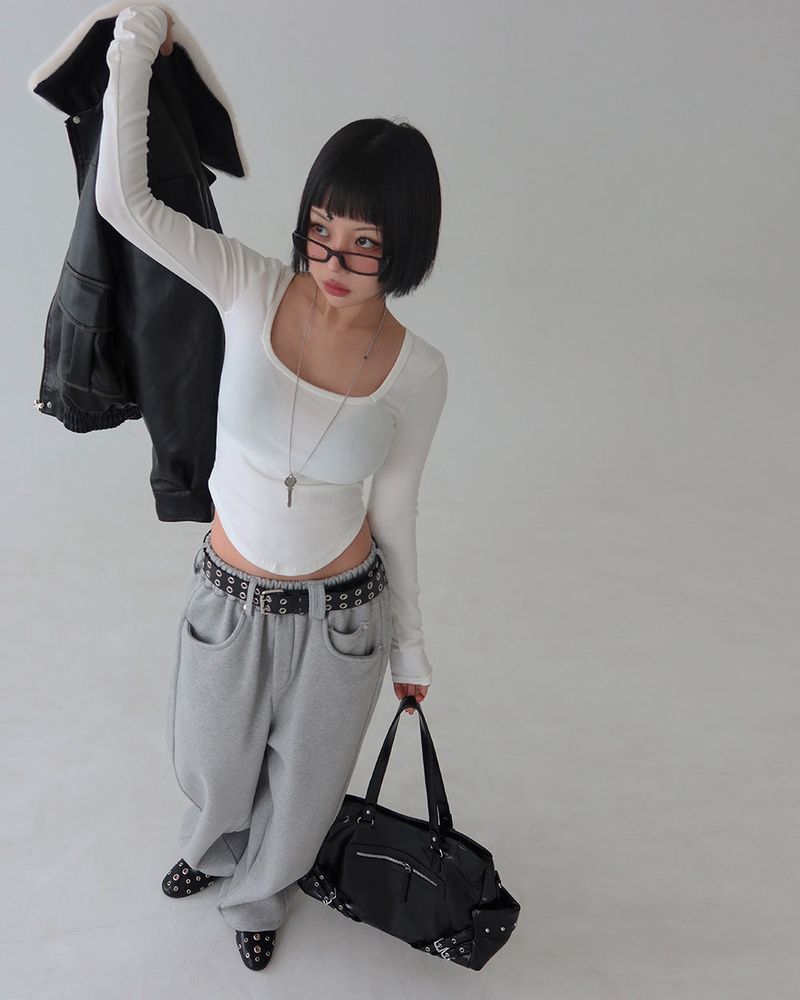 Square Cutout Long Sleeve T-shirt