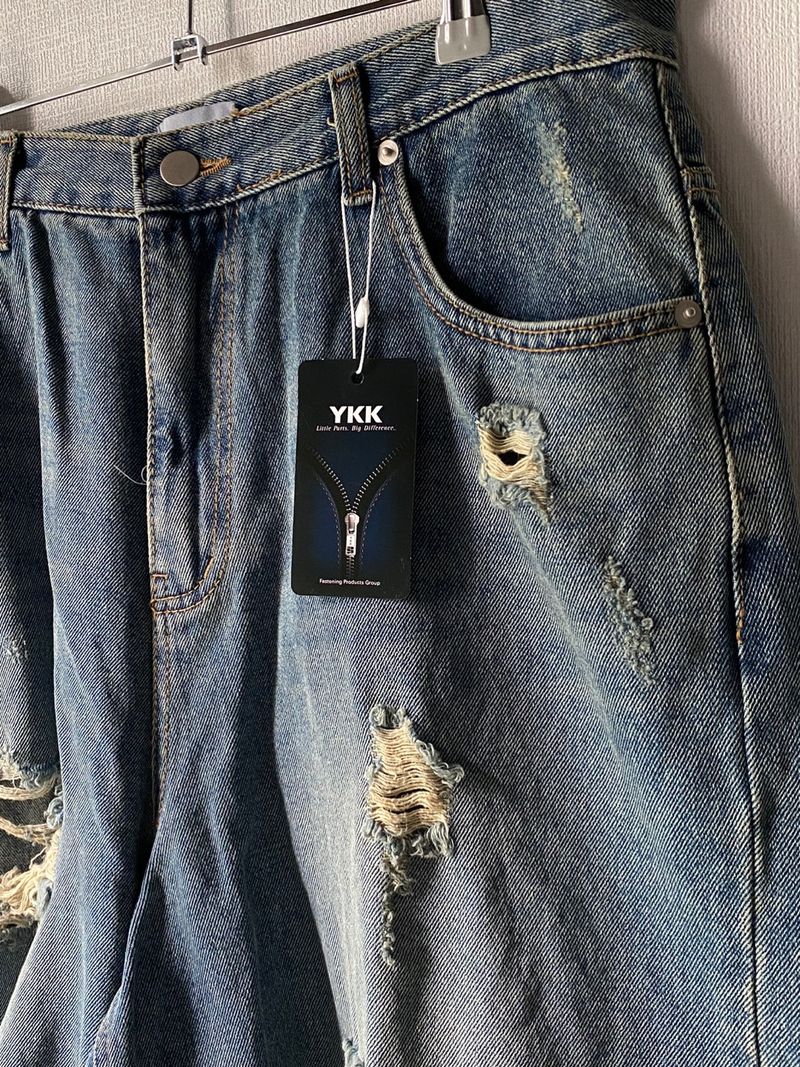 Vintage damage denim half pants 2C