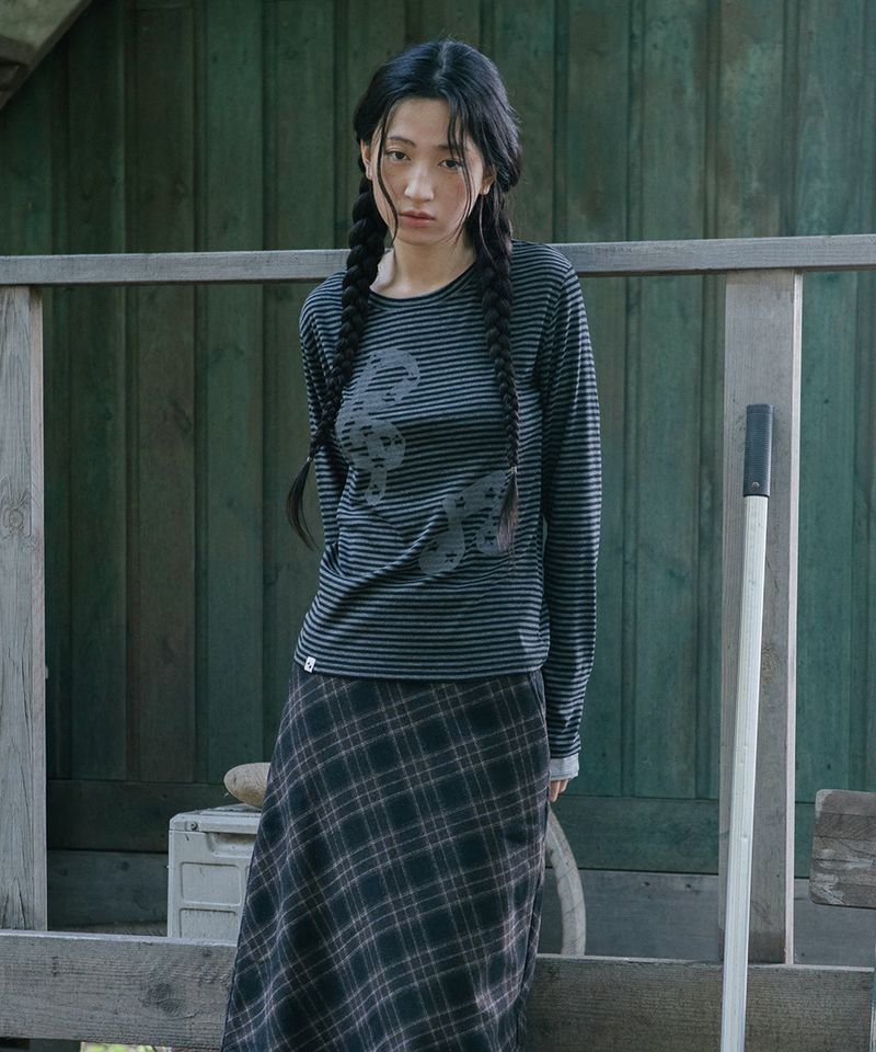 STRIPED MUSIC NOTE LS TEE BLACK(CV2GFFT554A)
