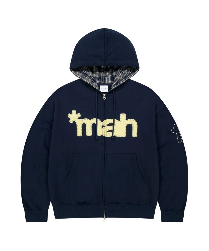 mah LOGO CHECK ZIP-UP HOODIE_NAVY