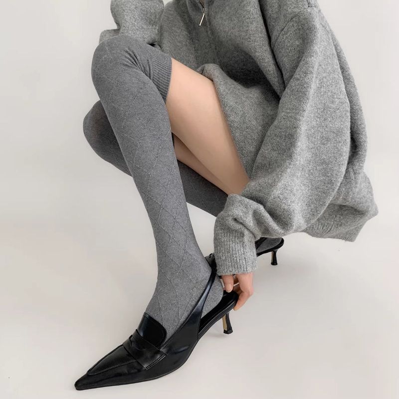 Dia Jacquard Long Knee Socks (3color)