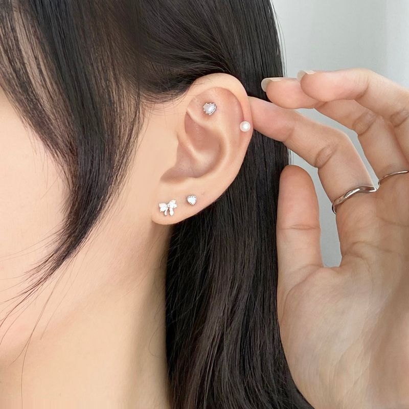 [5 set] Ribbon Pearl Piercing Set