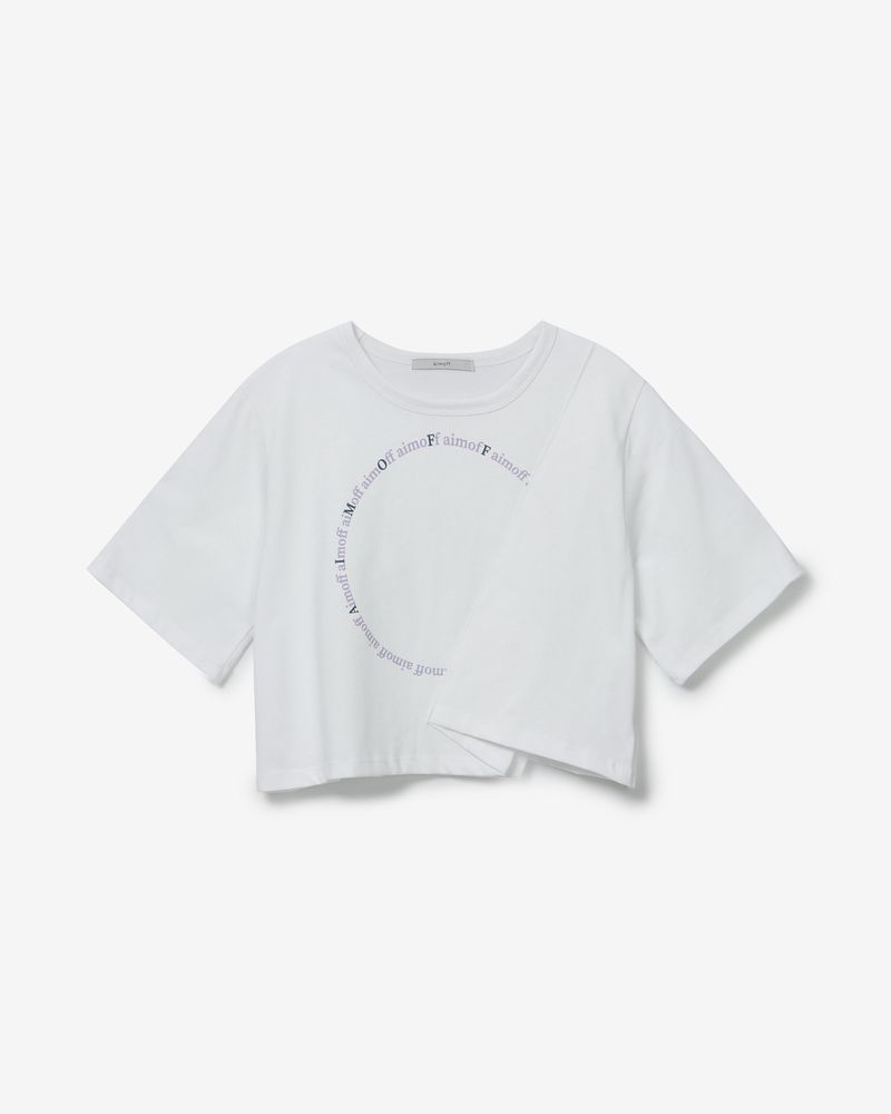 AIMOFF（アイムオフ）の「circle lettering 1/2 T-shirt [ white ]（Tops）」