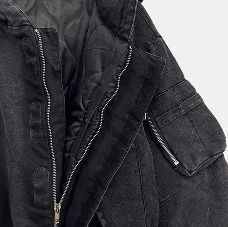 Ber denim padded hooded flight jumper