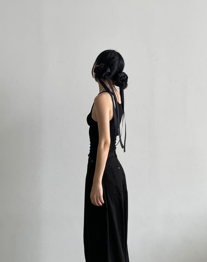 satin strap scrunchie (BLACK)