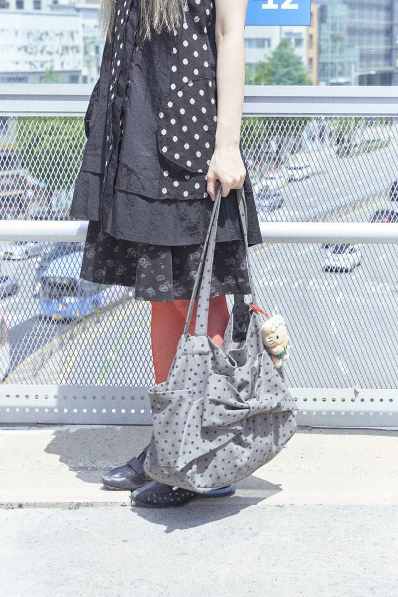 Ribbon bag (Dot-gray)