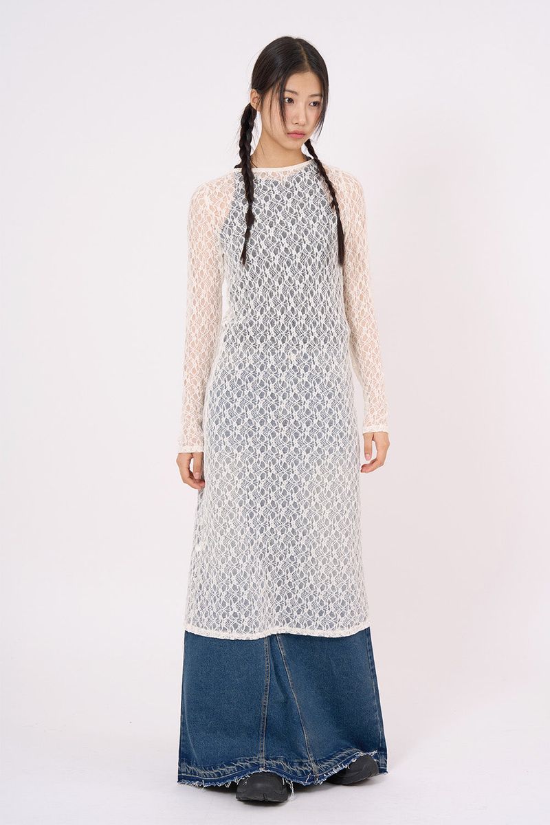 Raucohouse（ラウコハウス）の「Pattern see-through layered long one-piece（Dresses）」
