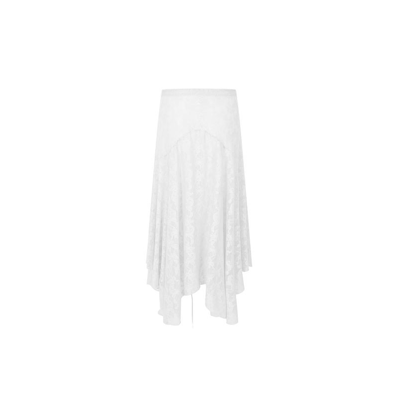 lace long skirt white butterfly