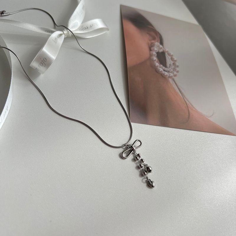 au Hip Ballet Core Stainless Steel Titanium Ribbon Ball Chain Snake Strap Heart Chain Necklace