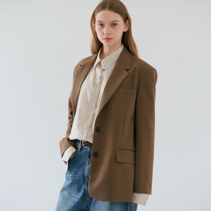 Over-sized Tailored Jacket_Brown