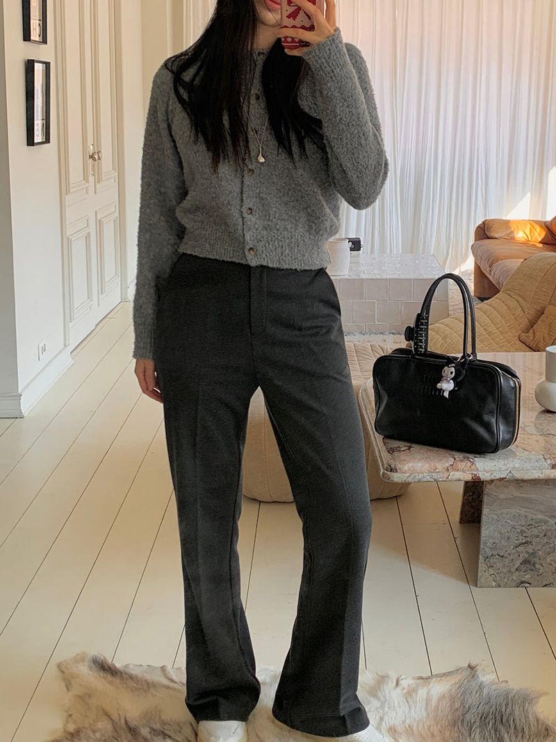 [MADE] [Wool Napping] Winter Warm Long Bootcut Slacks