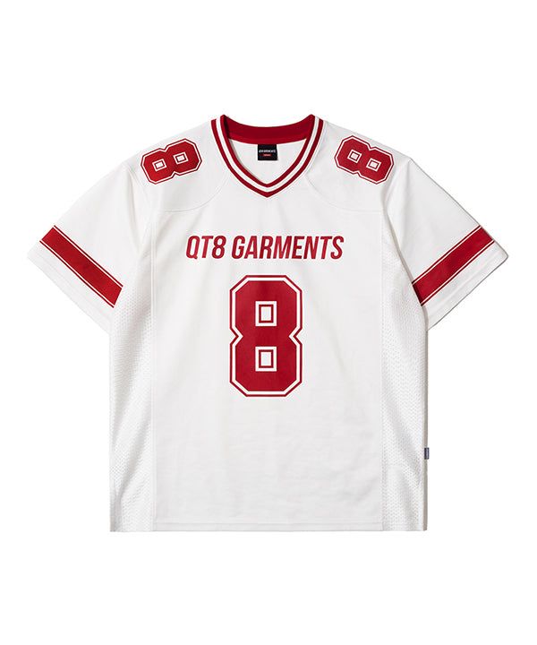 QT8 GARMENTS（キューティーエイトガーメント）の「LB 3R Football Jersey (Ivory)（Tops）」