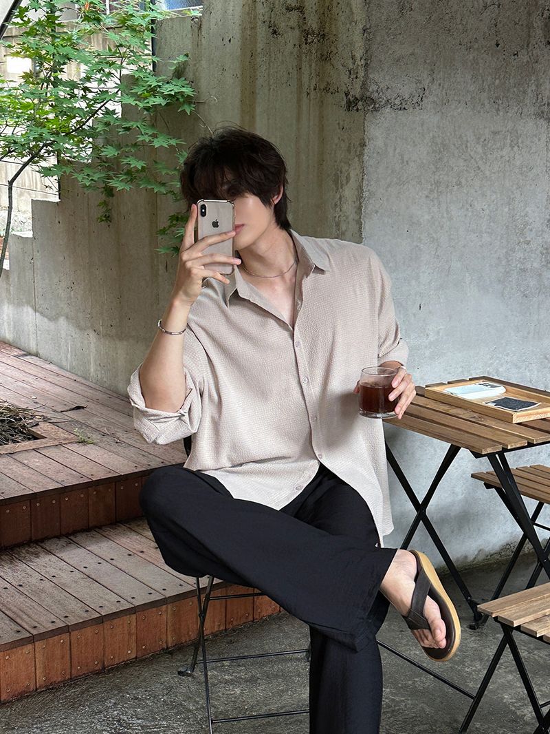 [SET] LMN Martin Air Cool Oversized Linen Shirt + Niel Natural Pintuck Linen Pants