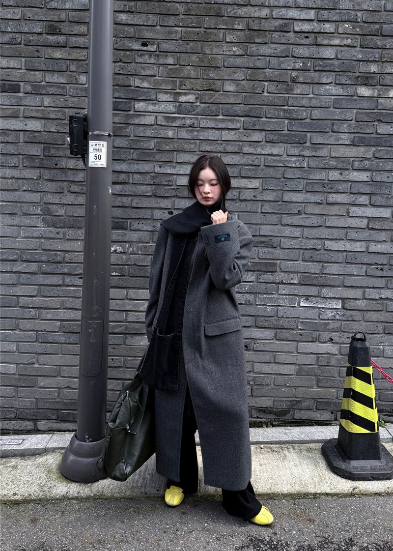 WOOL HIGHNECK LONG COAT
