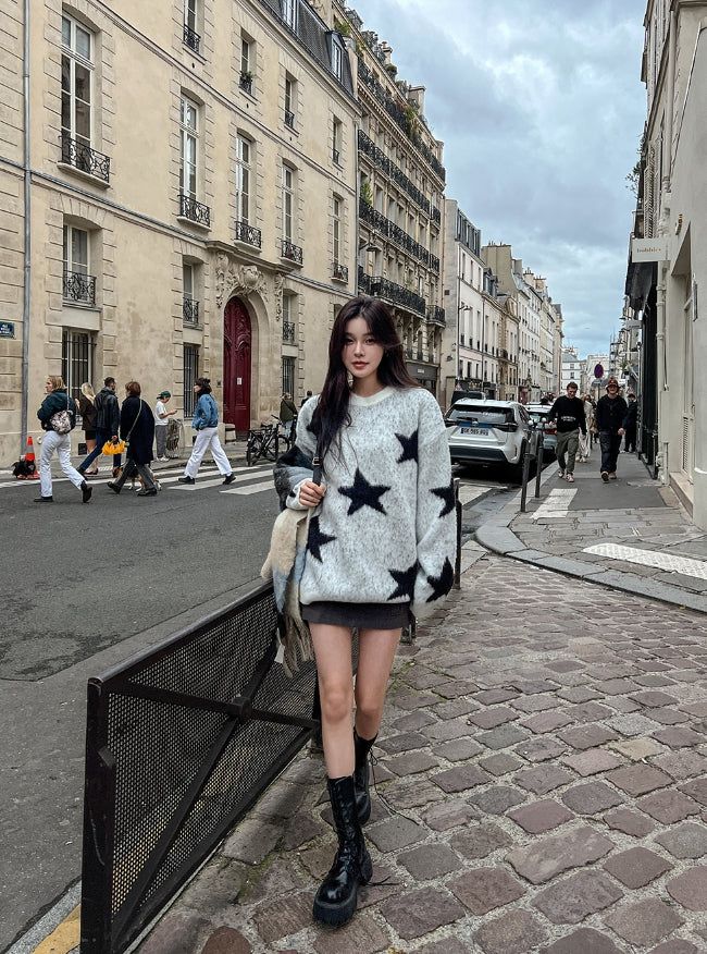 Star loose fit brush knit