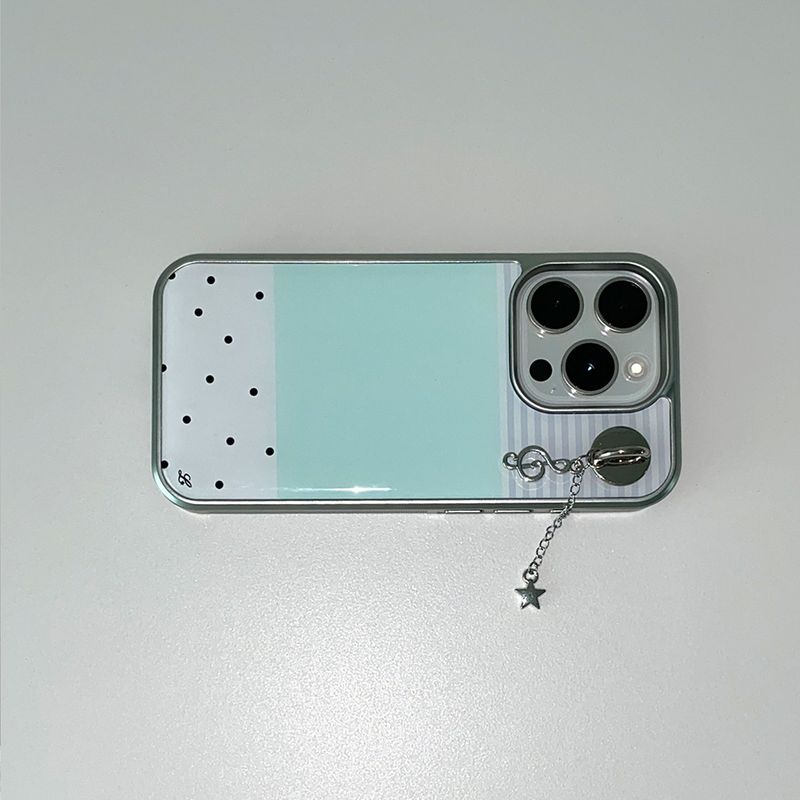 [MADE] [+MagSafe] DOTTY STRIPE PHONE CASE MINT (glass silver bumper)