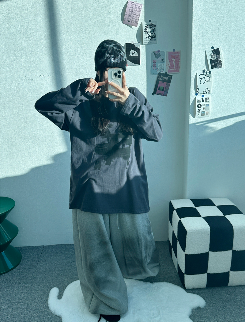 ODD PRINT OVERFIT T❤🤍🩶🖤 - 4 COLORS