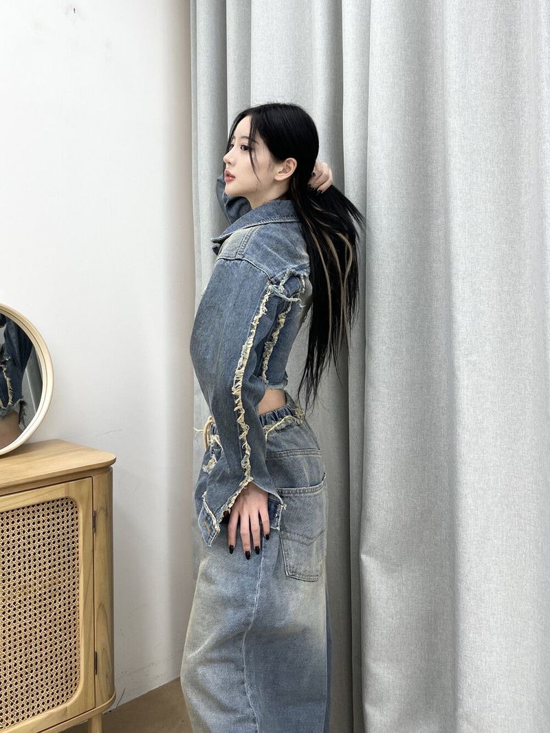 [High quality] 790. Jen damage wide denim pt