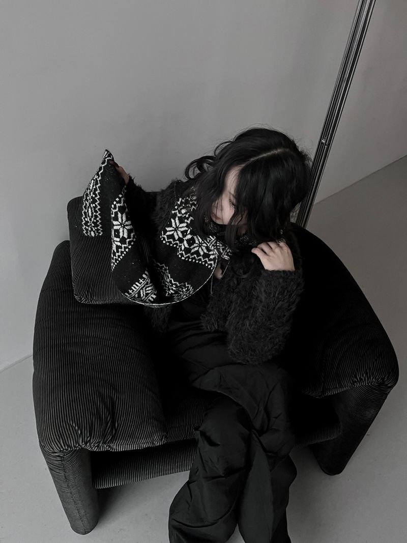 winter jacquard contrast muffler (4color)