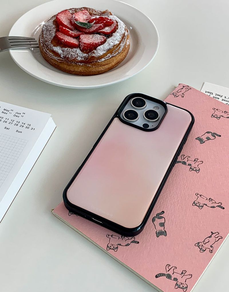 [MADE]ピーチピンク ブラックエポキシ バンパー iPhoneケース