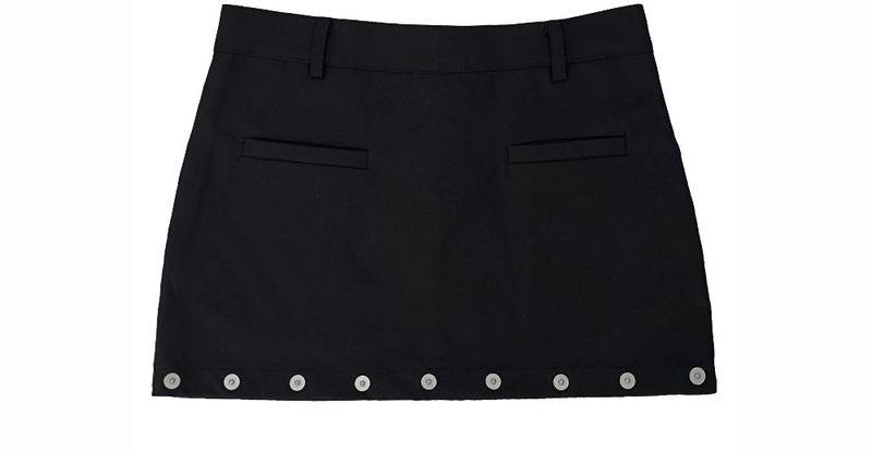 studded silver button skirt (2color)
