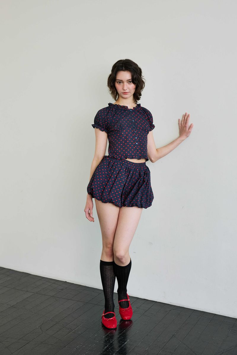 MINI HEART TWO WAY BLOUSE / NAVY