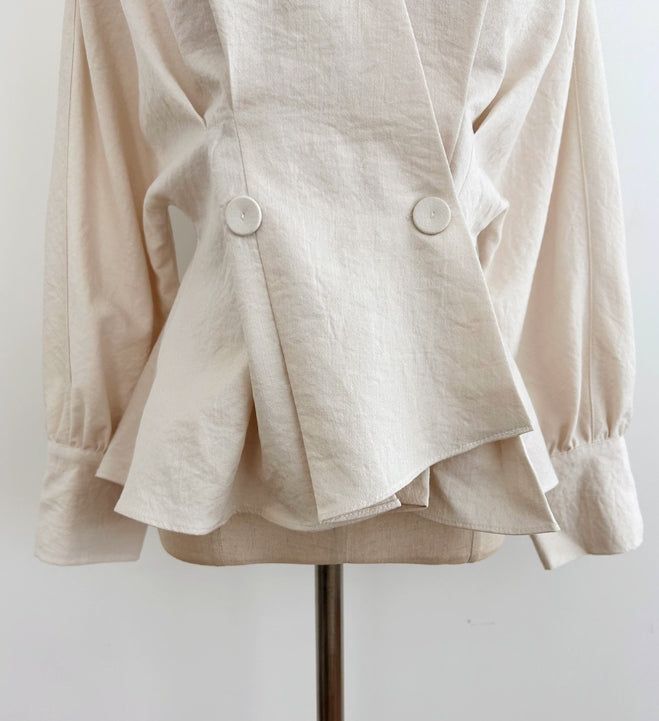 Annie V-neck Collar Double Wrap Jacket Blouse
