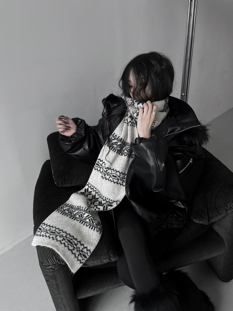 winter jacquard contrast muffler (4color)