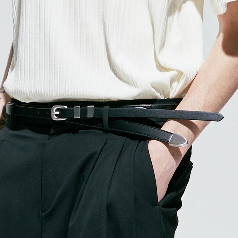 layered strap thin western belt