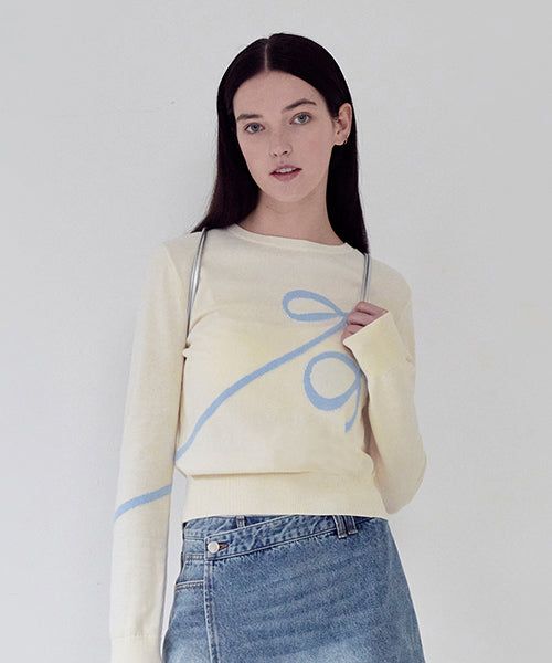 KIRSH（キルシー）の「KIRSH PLAIN RIBBON CHERRY KNIT [IVORY]（Tops）」