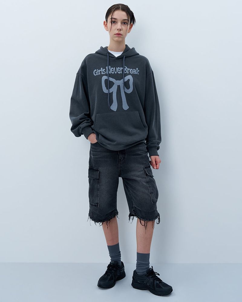 NEVER BREAK PIGMENT HOODIE-CHARCOAL
