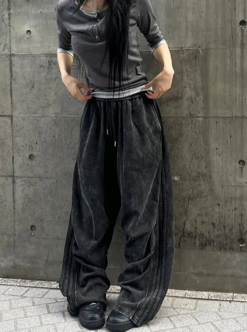 トラック ワイド スウェットパンツ