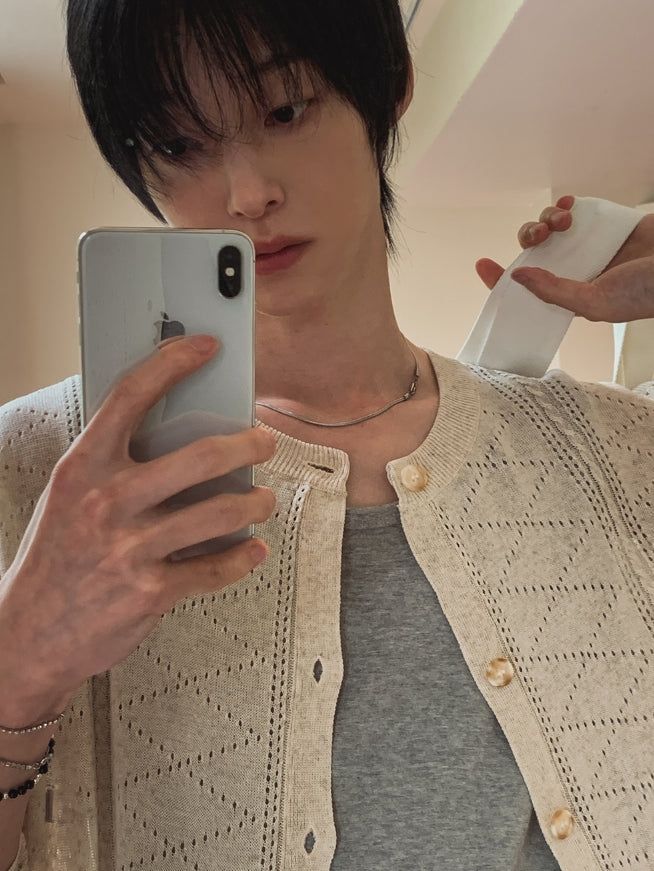 Ropi Punched Linen Knit Cardigan