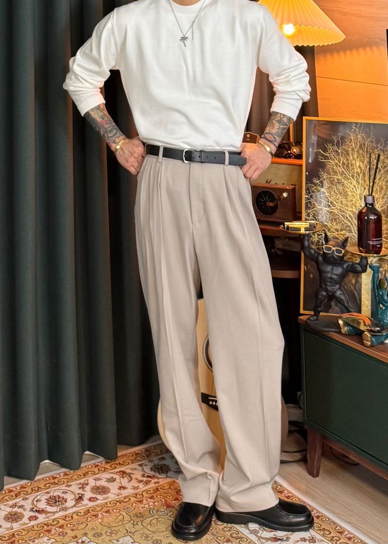 Three-Tuck Back Banding Slacks  3COLOR