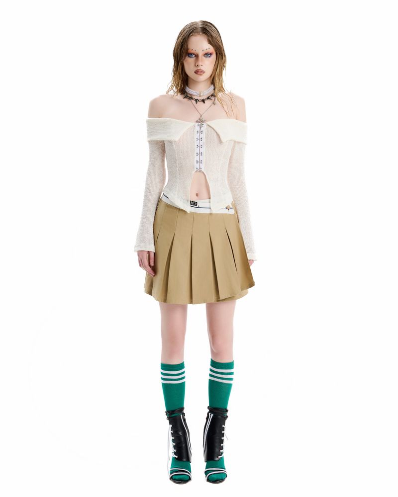 TATICHU（タティチュ）の「SG.S Texts Embroidered Pleated Wrap Skirt（Skirts）」