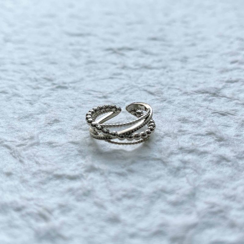 Interlaced Beaded Open Ring