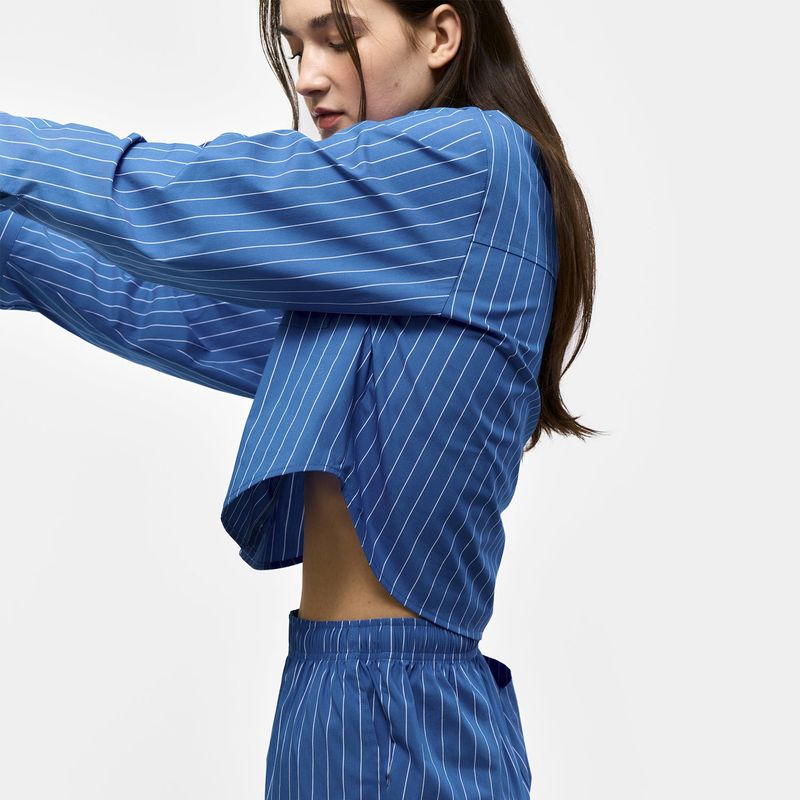 STRIPED POPLIN SHIRTS SET_BLUE