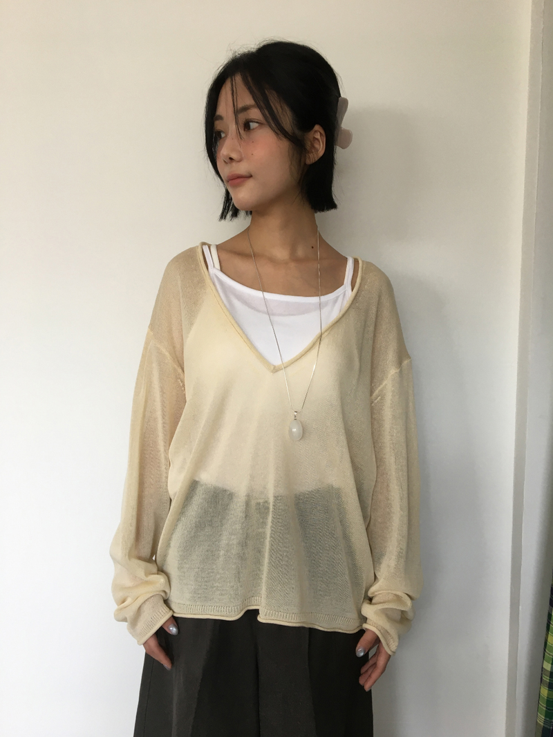 Veiled Summer V-neck Knit (5color)