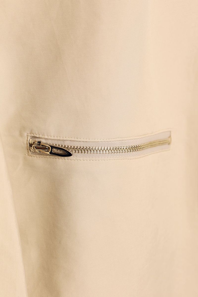 ASYMMETRIC WAVE ZIPPED JACKET-ECRU BROWN