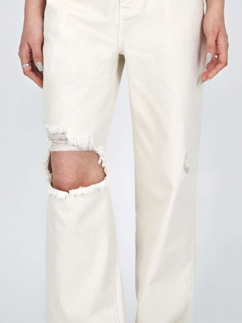 DESTROYED SLIM WIDE FIT DYING PANTS_ Cream White code 6836