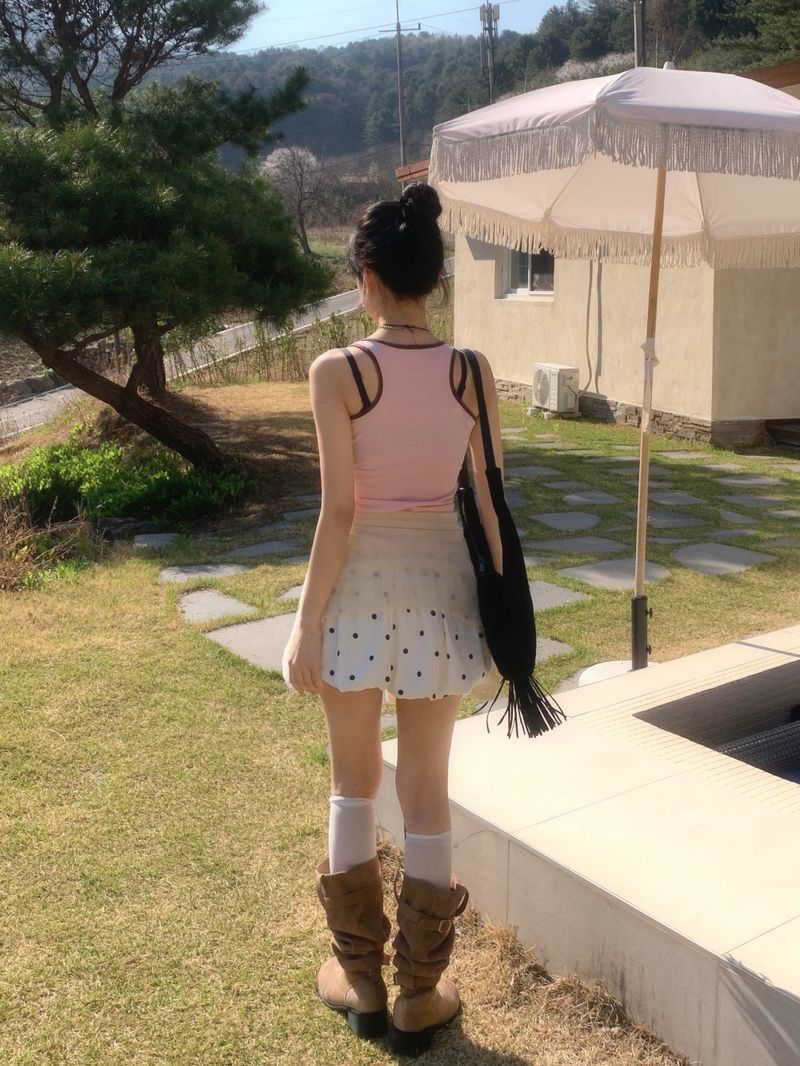 Dot Mellow Balloon Fit Mini Skirt