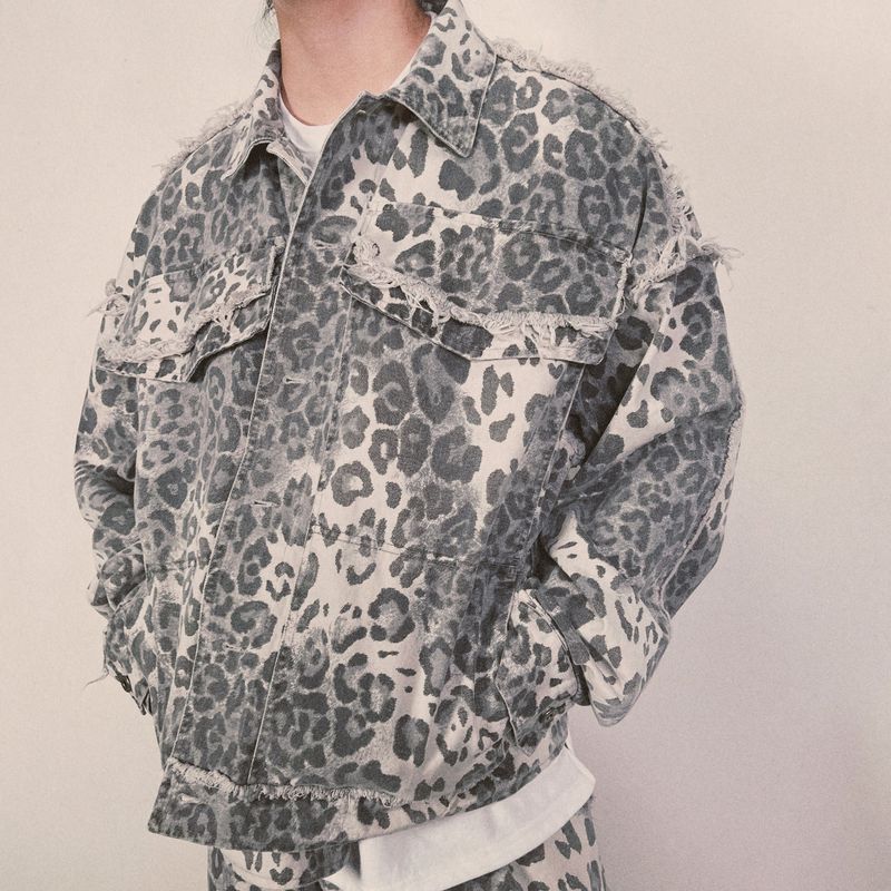 leopard grunge trucker jacket_grey